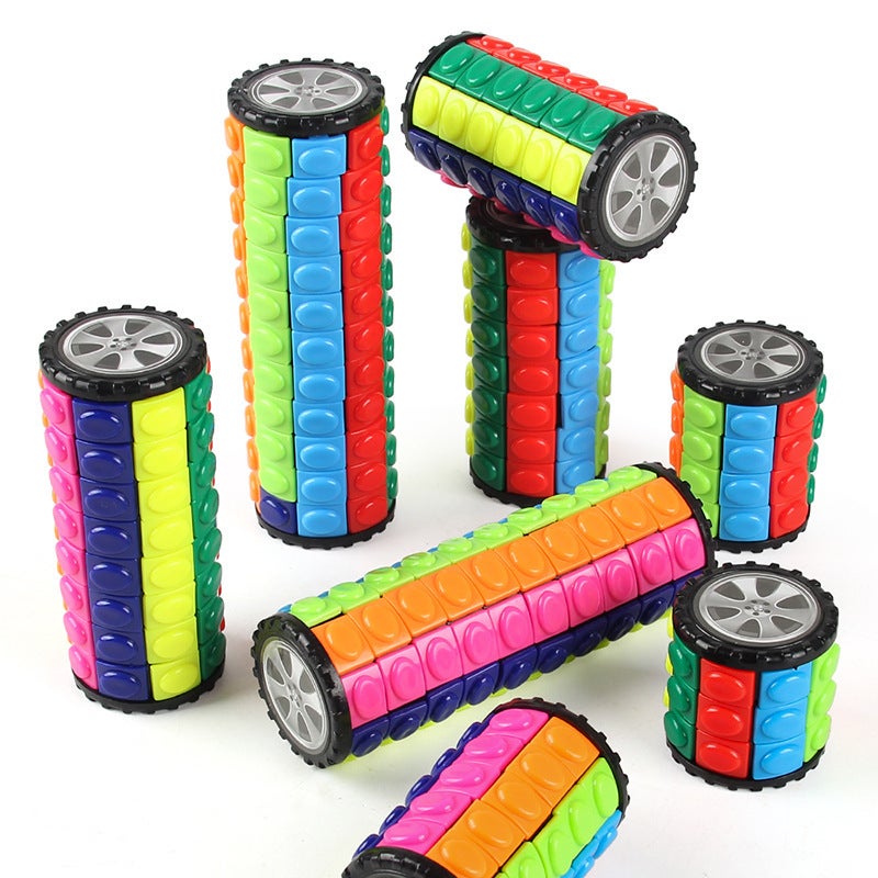 Creative Intelligence Decompression Toy Three-Dimensional Magic Tower Color Corn Rubik'S Cube Three-, Four-And Five-Step Cylindrical Rotating Rubik'S Cube - Image 3
